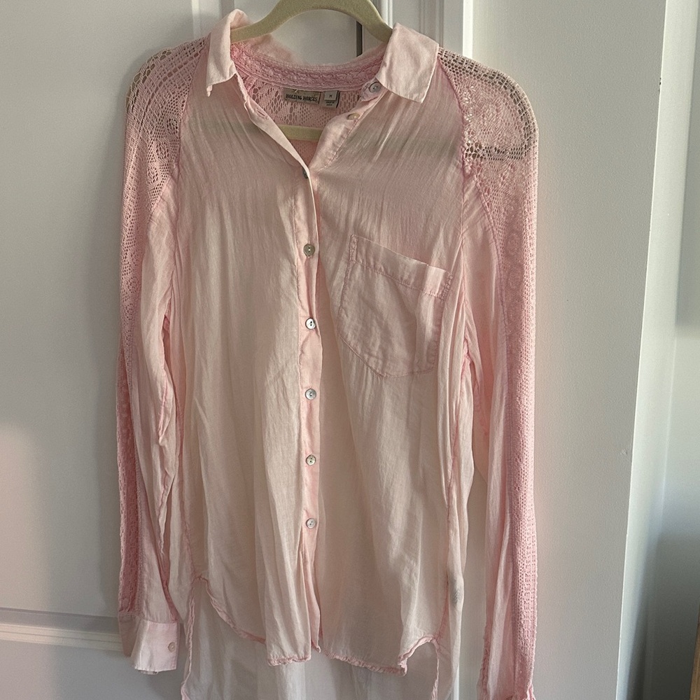 Holding horses Pink Lace Button-Up Shirt